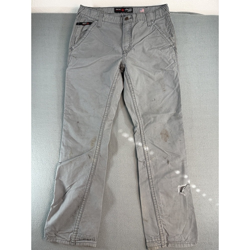 Ariat FR M4 Pants Mens 34x36 Gray Relaxed Fit Bootcut Carpenter Workwear FLAW